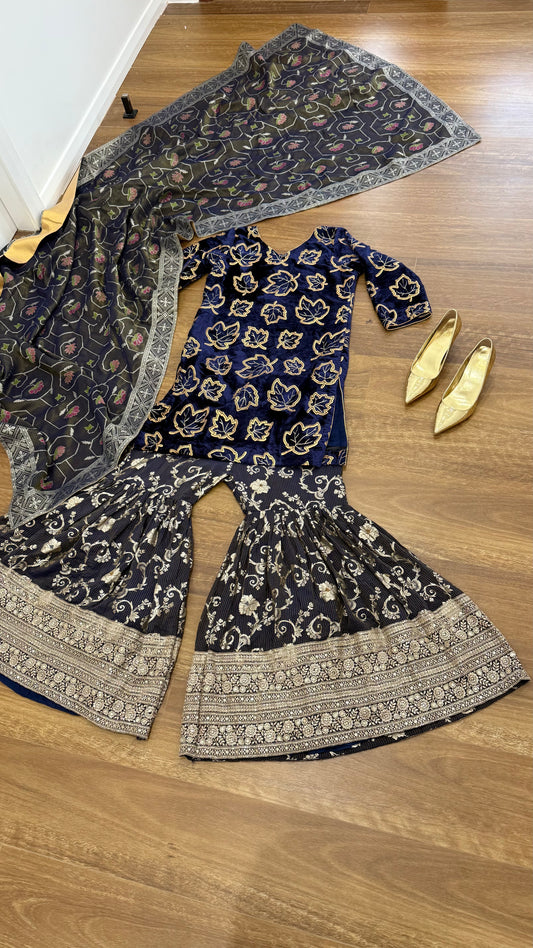 Sharrara garrara suit Dupatta blue