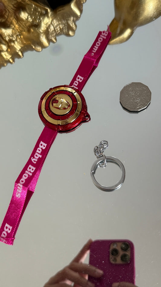 Kids Toy Rakhi Iron Man Spinner With key chain