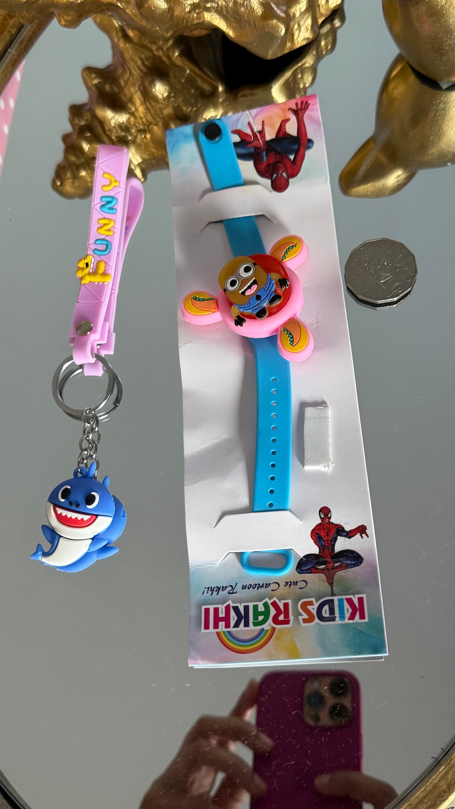 Kids Toy Rakhi – with Fidget Spinner with Lights and key chain