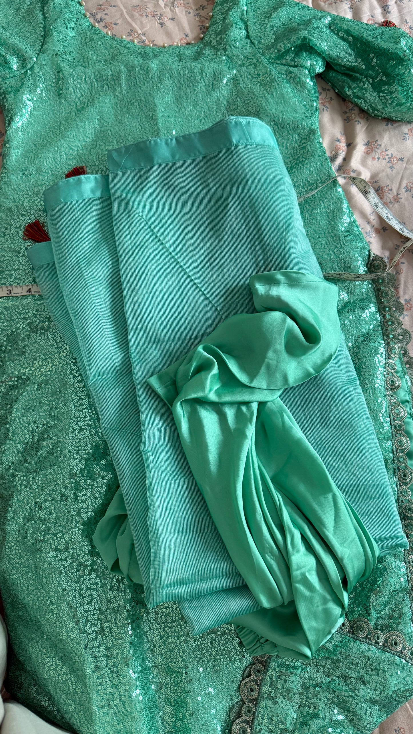 long kurta with dupatta and pants Indian outfit