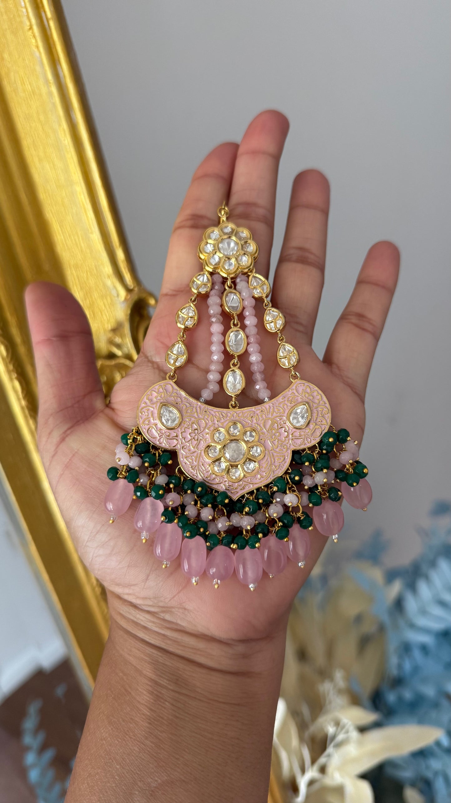 gold plated passa pink green mix