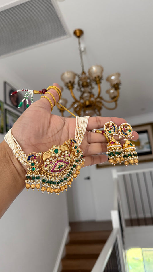 Pachi Kundan choker necklace set