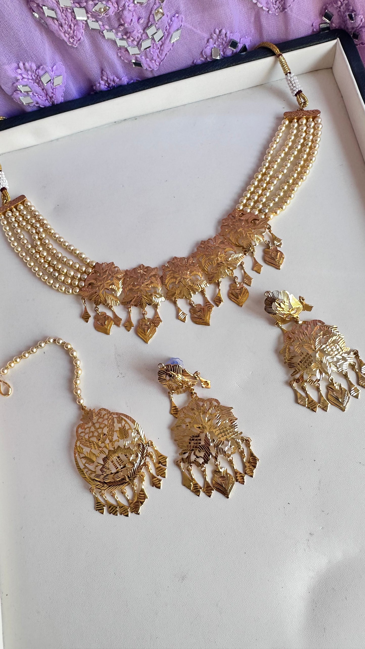 Sandookh collection gold plated necklace set