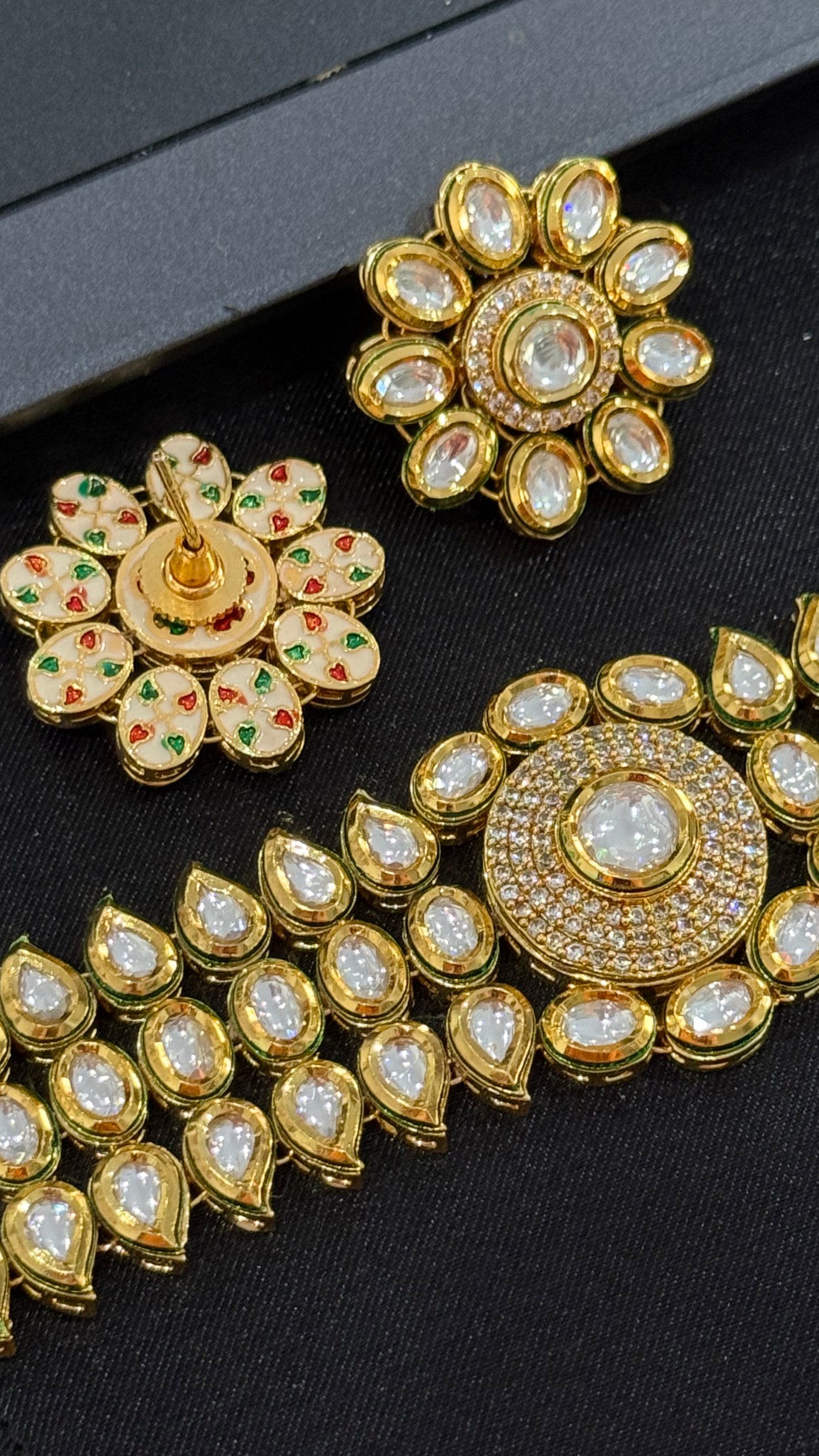 Premium Gold Plated Kundan Choker Set with Matching Studs