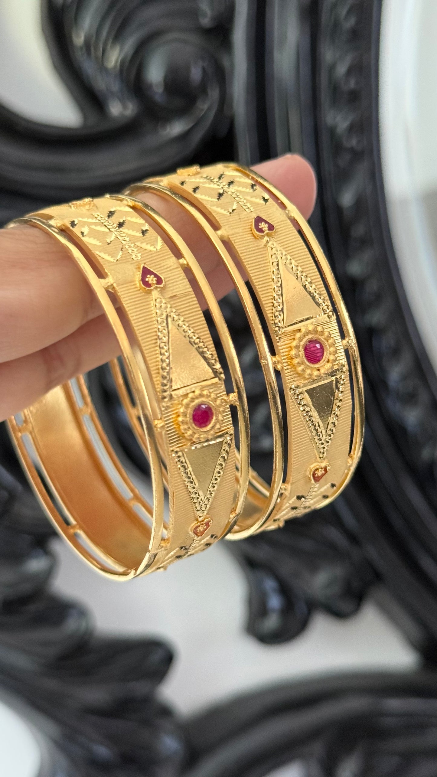 Gold plated kangan Sandookh collection design no 36