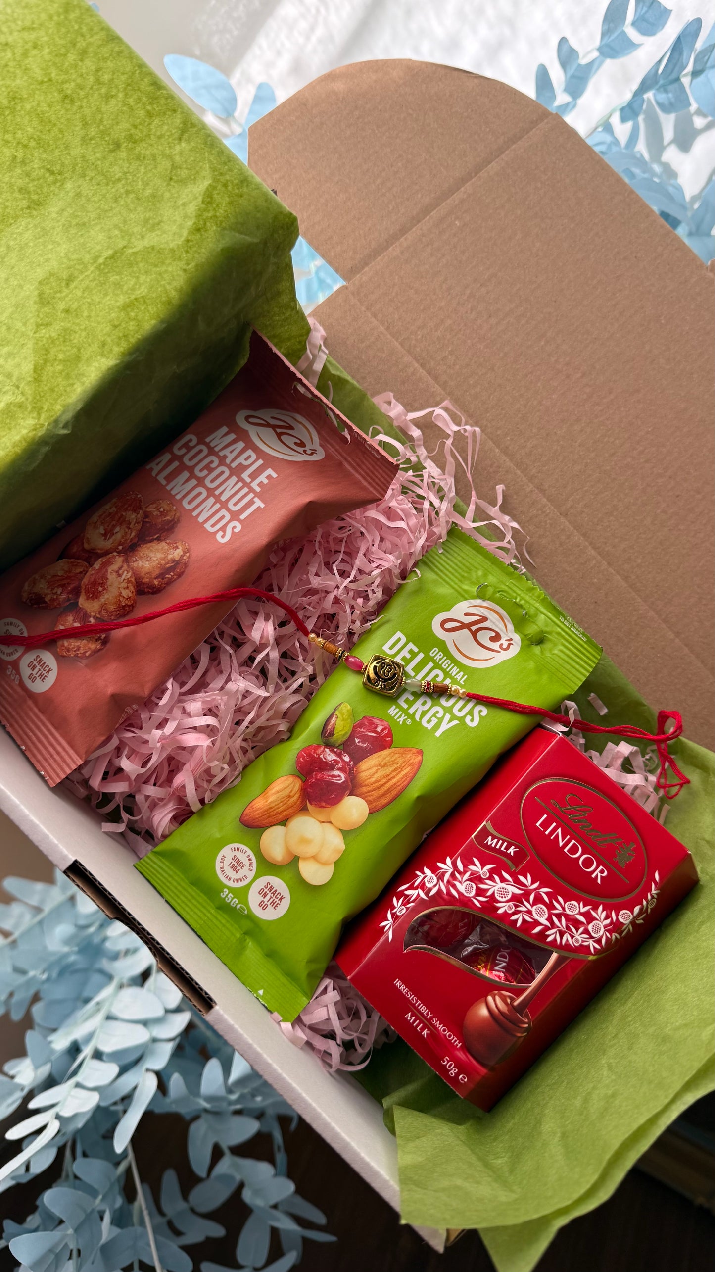 Premium Rakhi Gift Hamper | Rakhi with Chocolates, Almonds & Energy Mix | Raksha Bandhan Australia
