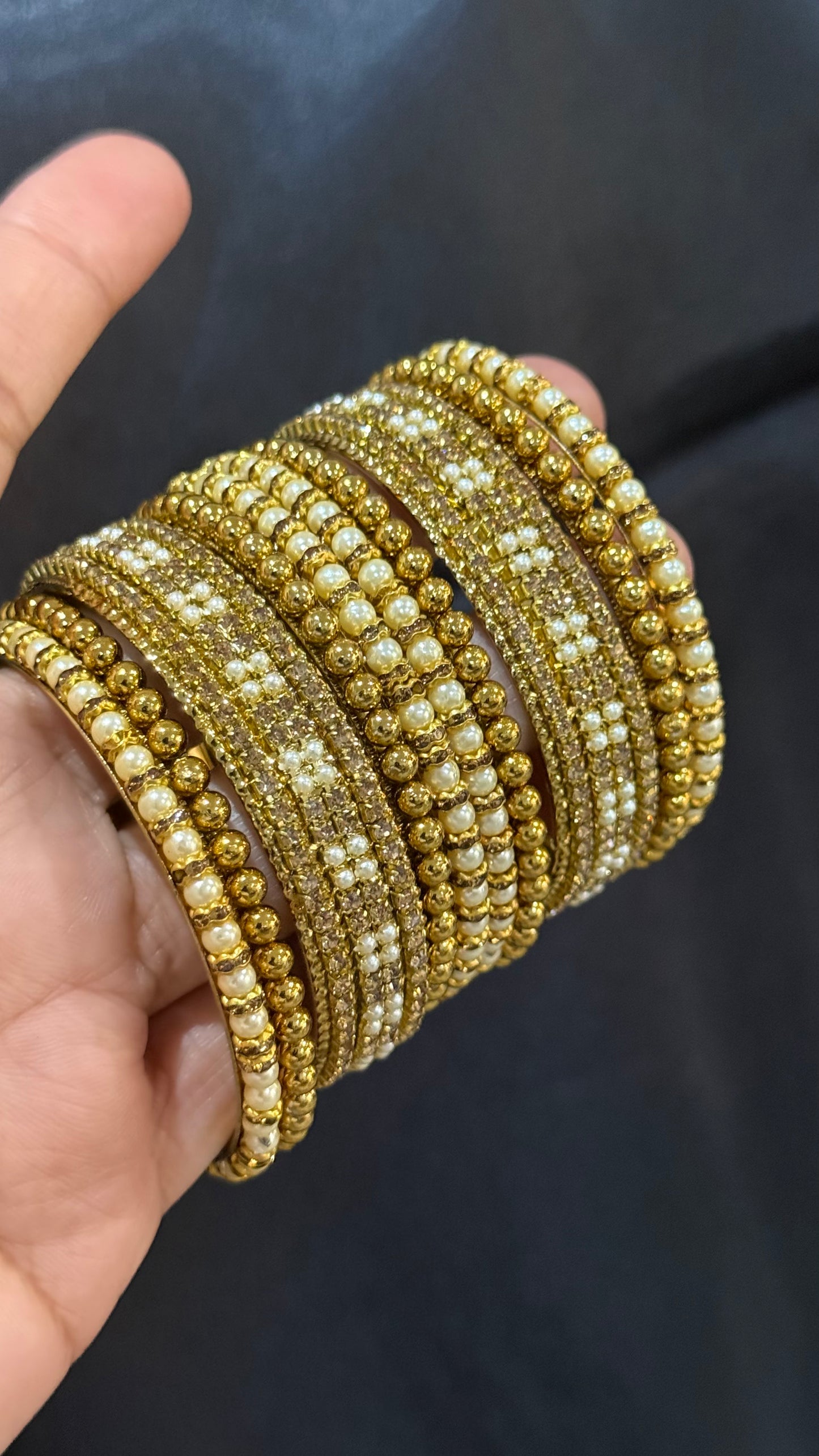 Metal pearl Bangles
