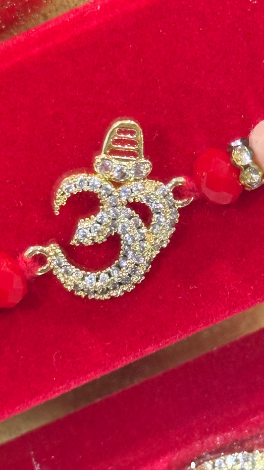 Premium Gold Look  Rakhi for Brother with OM Charm