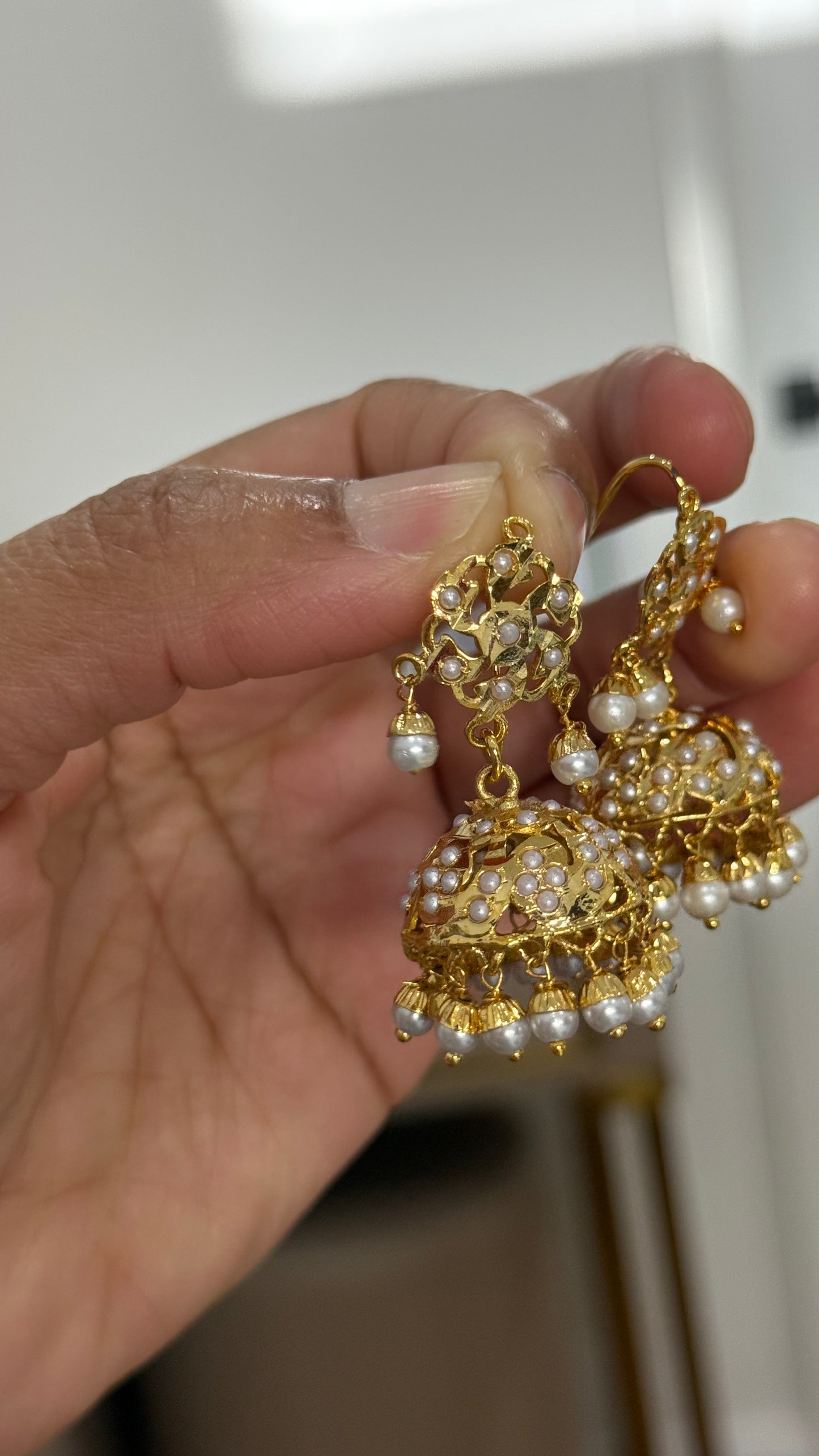 Real Jadau Gold Plated jhumka