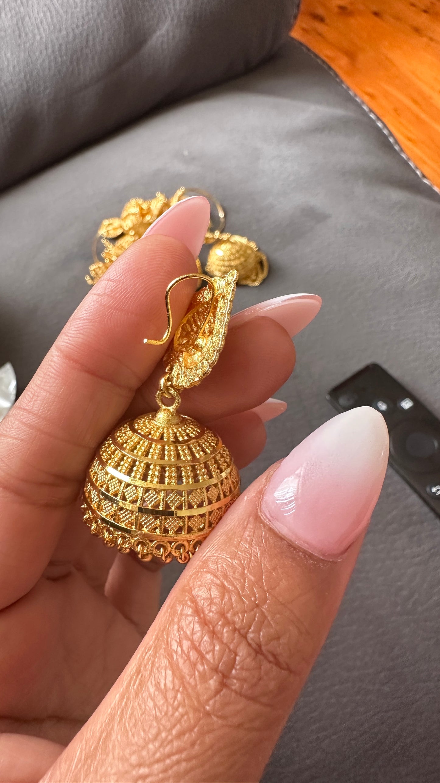 Gold look jhumka earrings