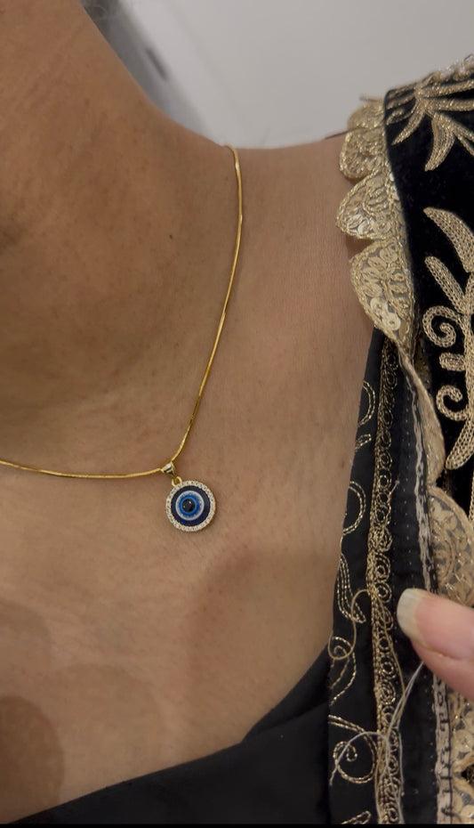 evil eye pendant with chain necklace