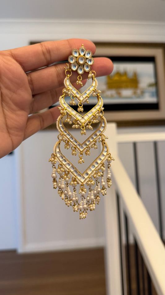 Gold-plated Pachi Kundan earrings for brides and special occasions