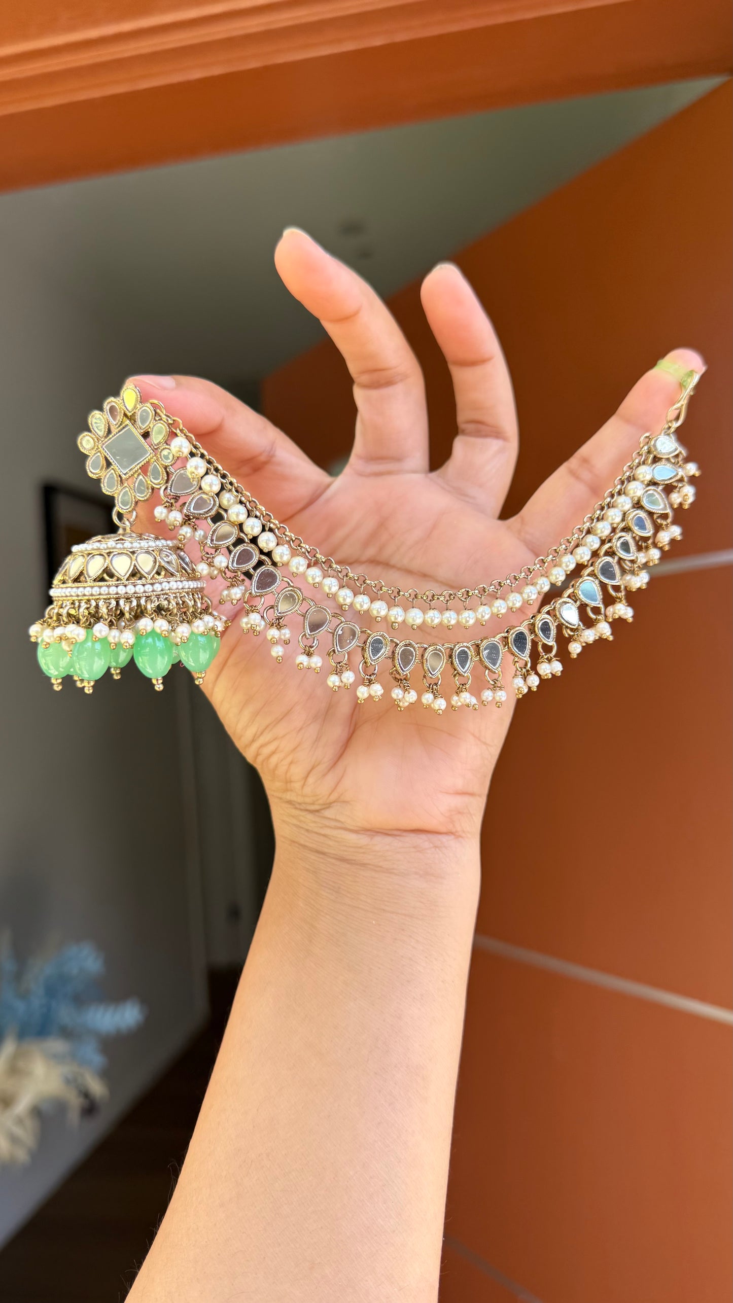 mirror jhumka with sahare