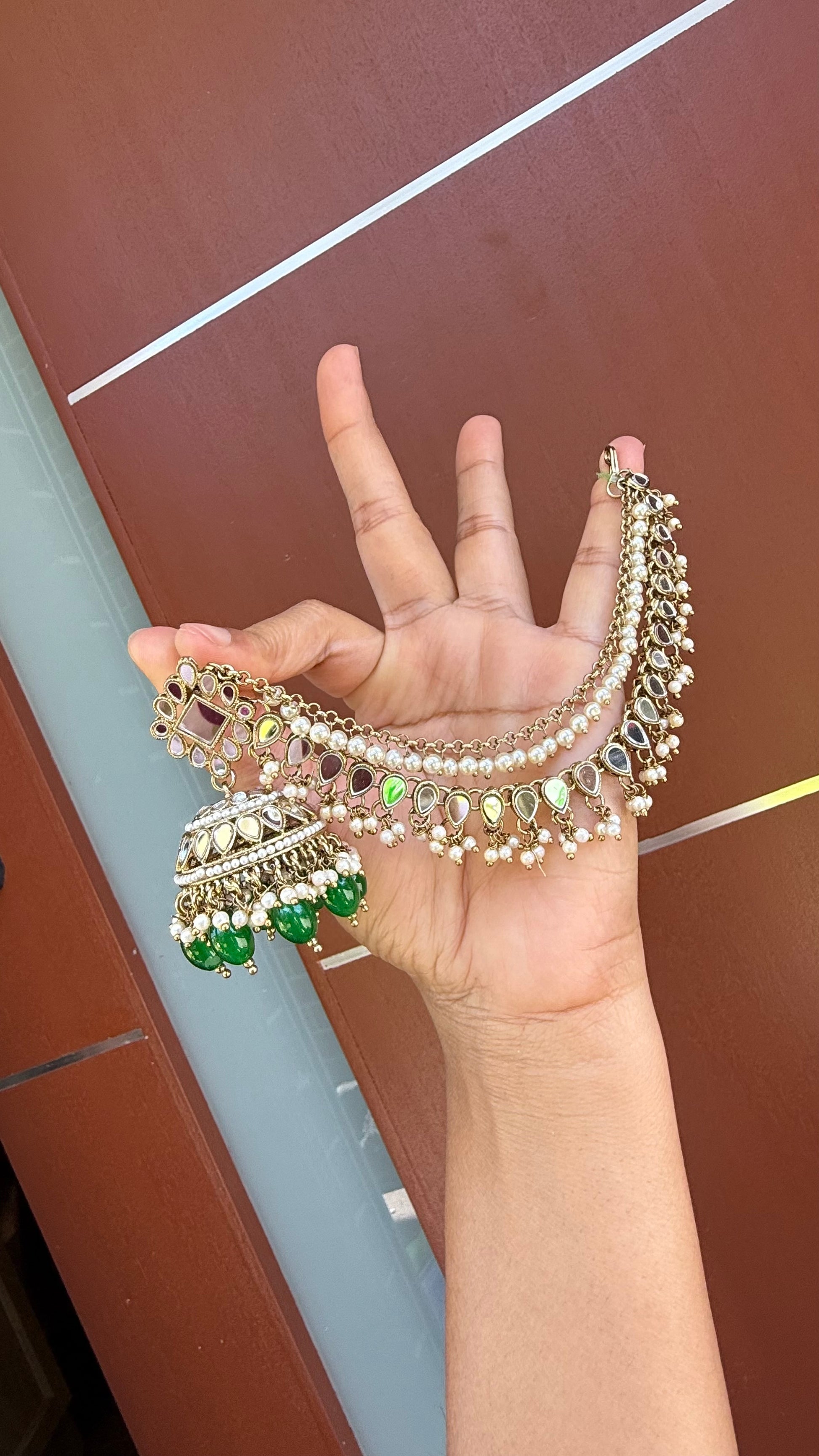 mirror jhumka with sahare