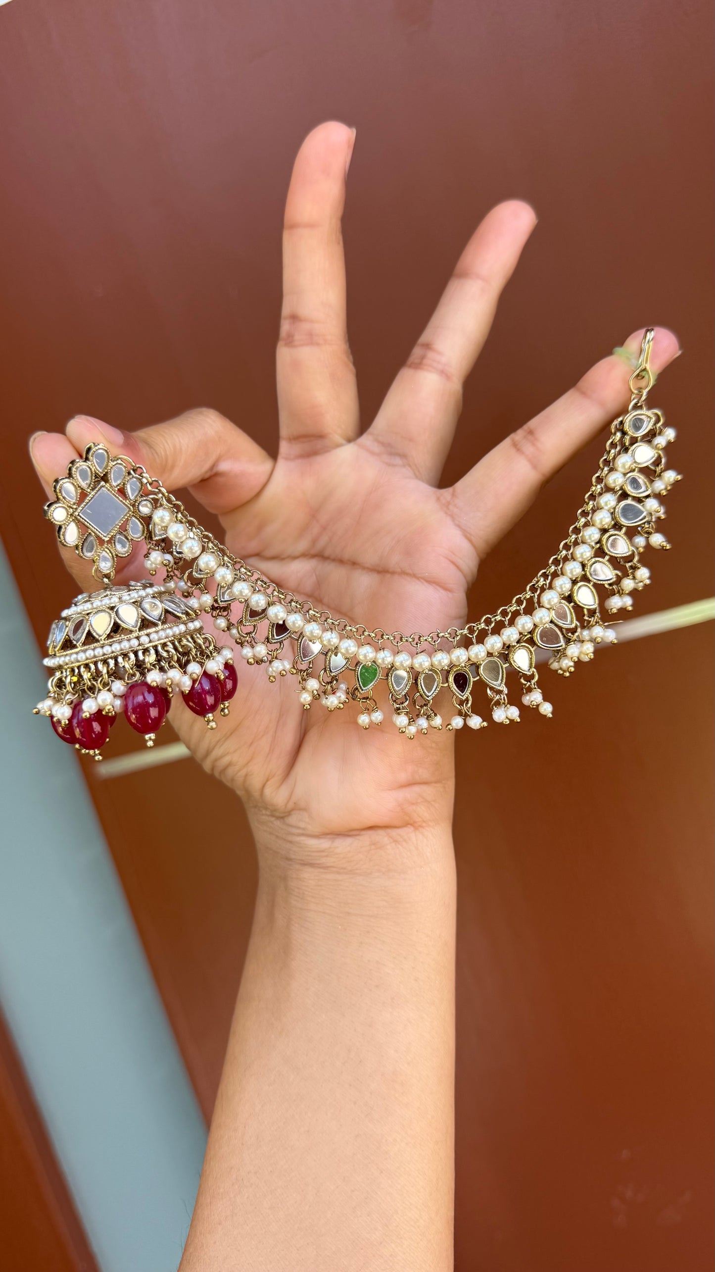 mirror jhumka with sahare