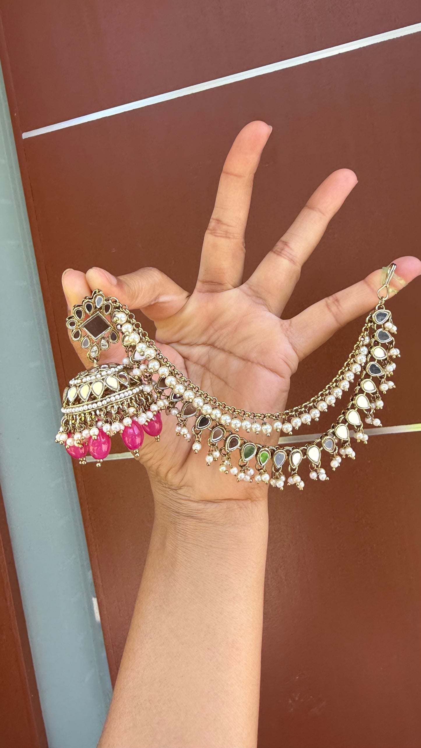 mirror jhumka with sahare