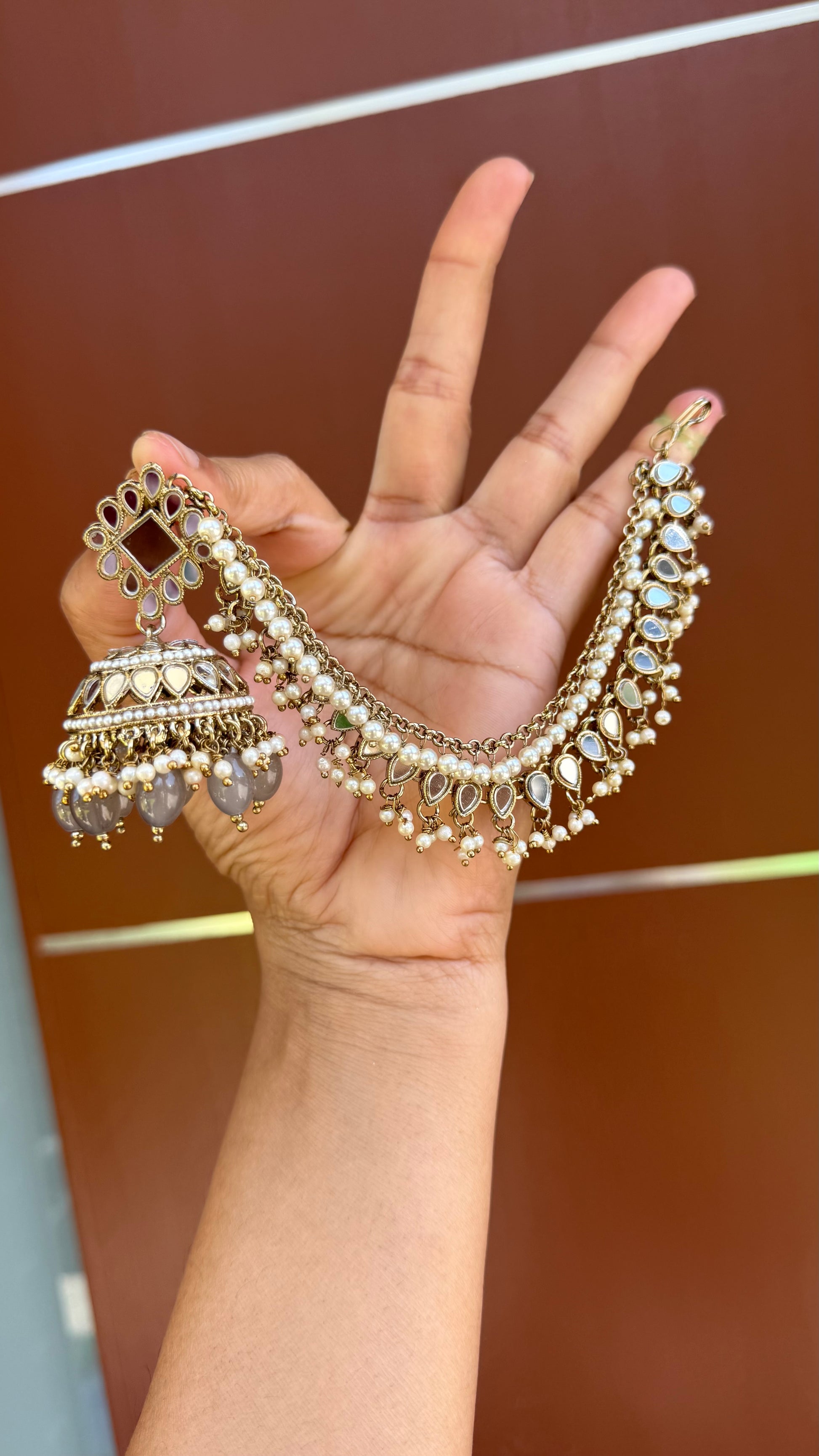 mirror jhumka with sahare