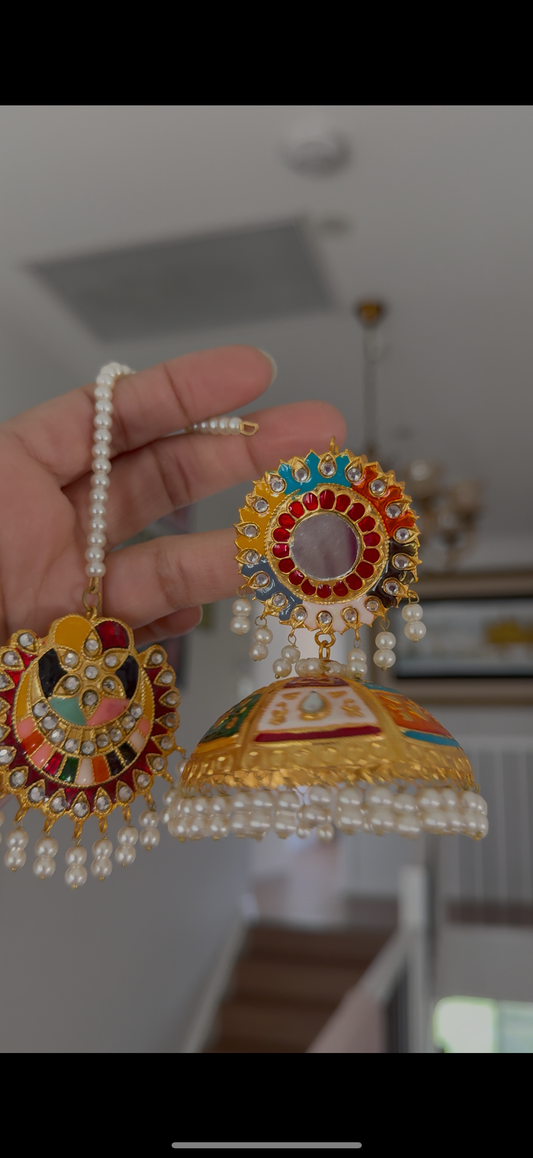 Pakistani jhumka and tikka