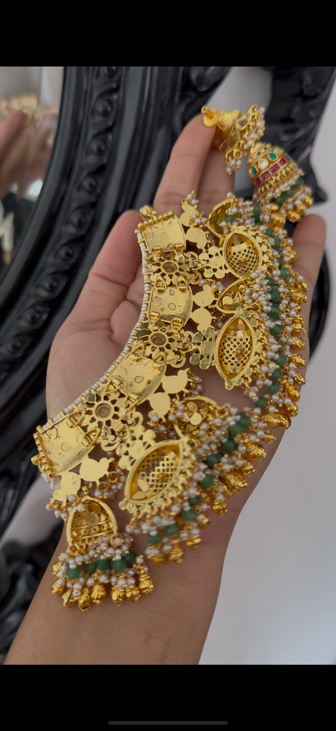 Gold Plated Indian Choker Set with Earrings – Bridal Jewelry Sandookh collection