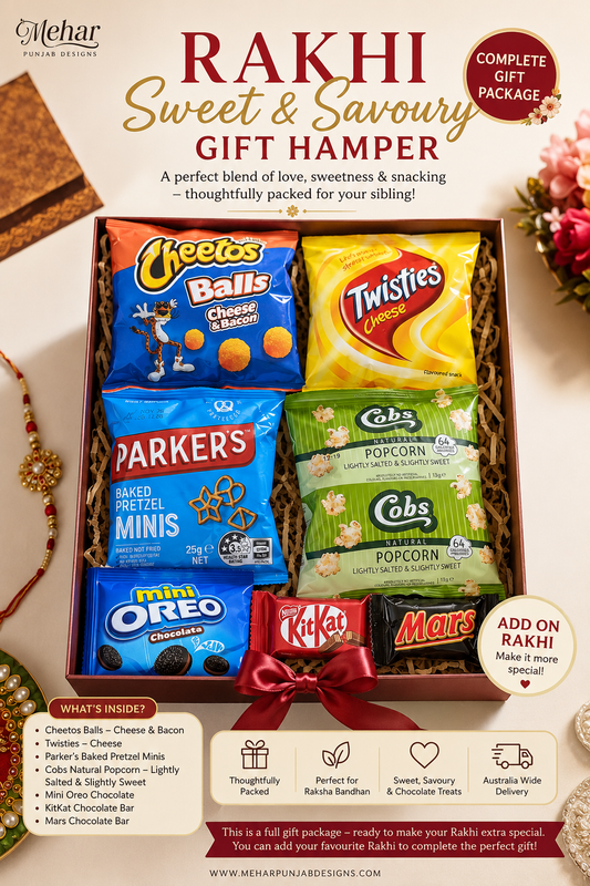 Rakhi Sweet & Savoury Gift Hamper Australia | Premium Raksha Bandhan Gift Box
