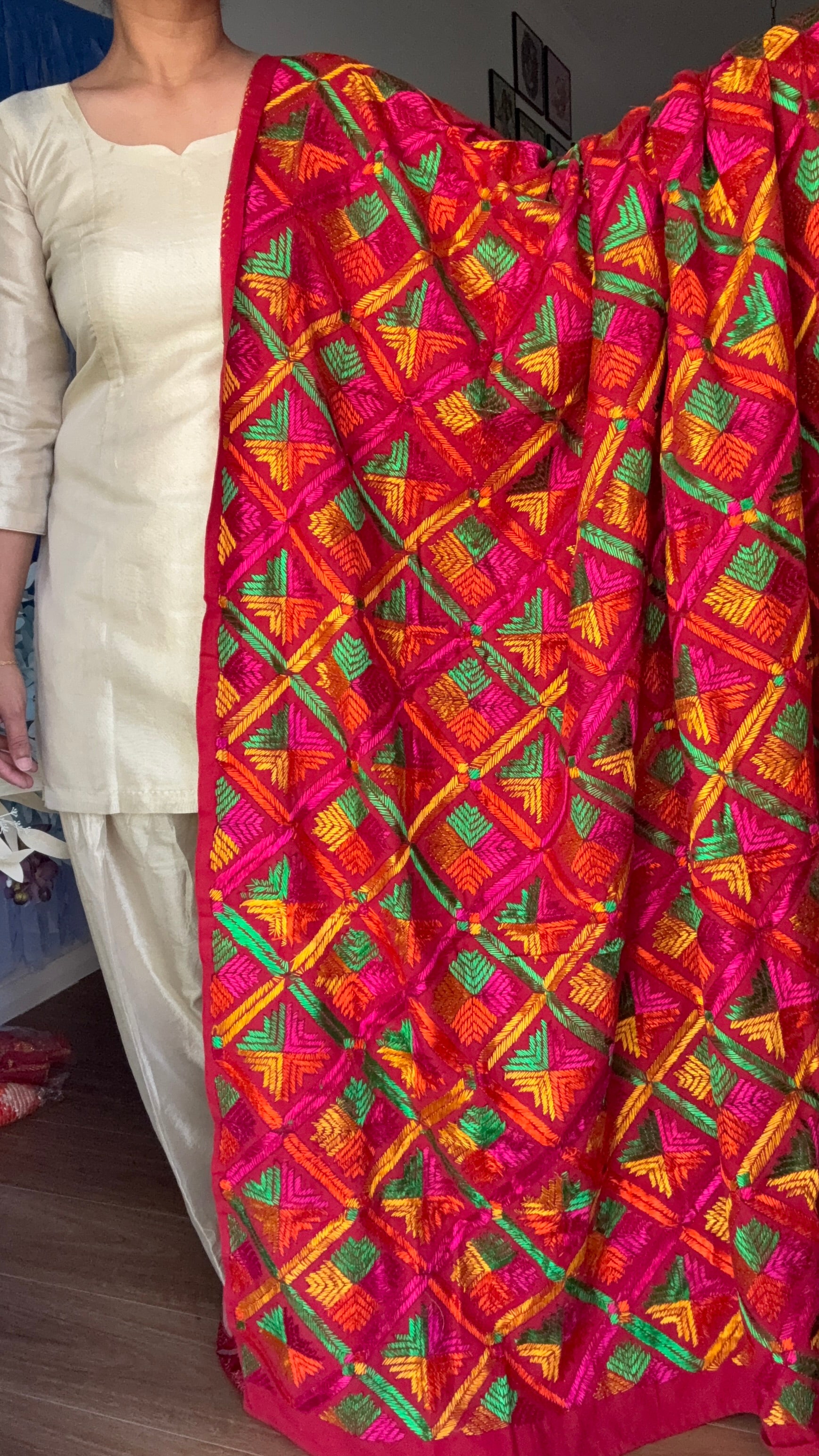 “Khaddar Baag – pure khaddar fabric decorated with traditional baag (garden) motifs, representing Punjabi heritage and elegance