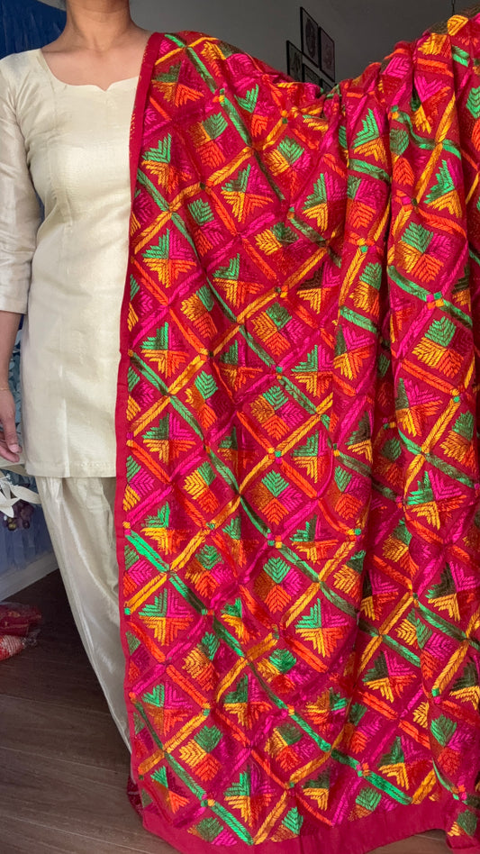 “Khaddar Baag – pure khaddar fabric decorated with traditional baag (garden) motifs, representing Punjabi heritage and elegance