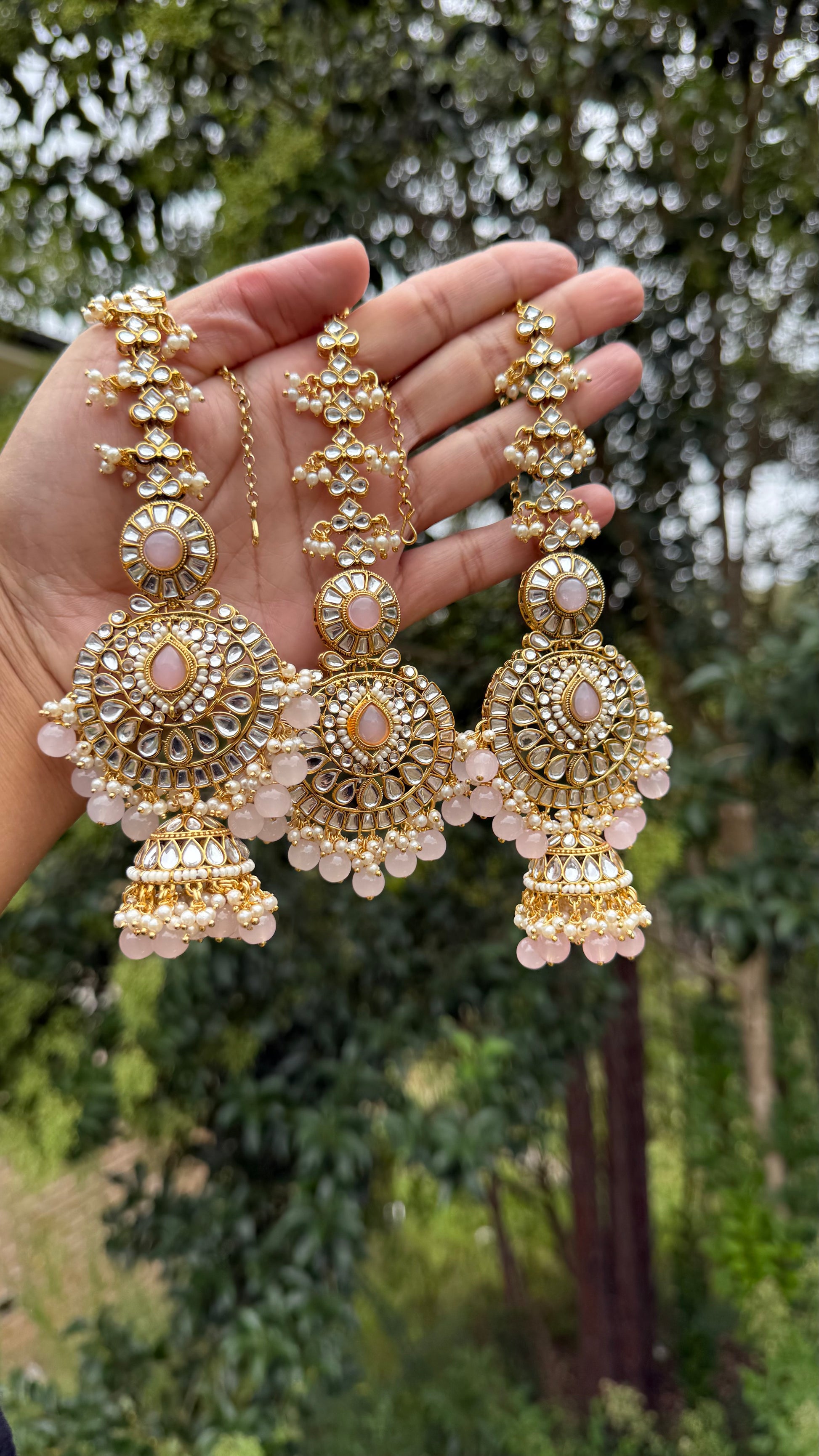 Kundan earrings with attached sahare in Australia