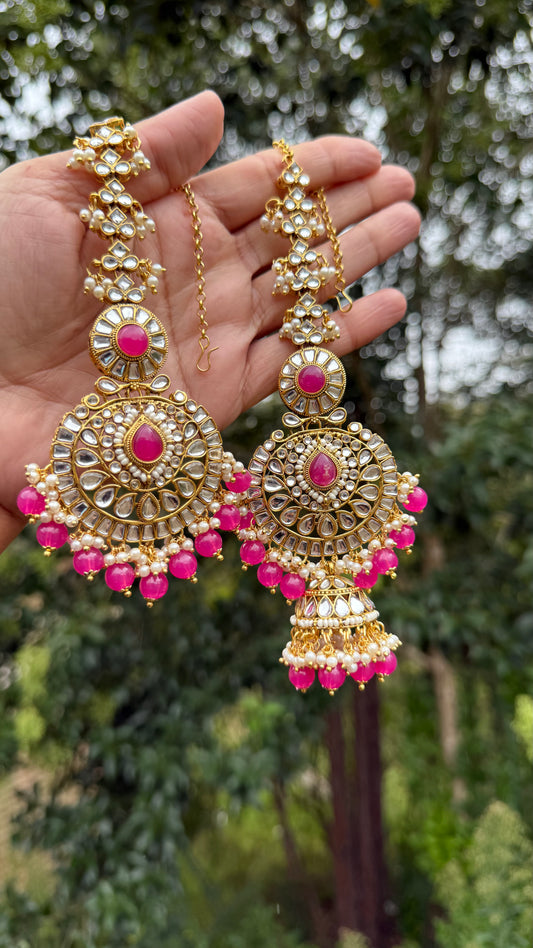 Kundan earrings with attached sahare in Australia