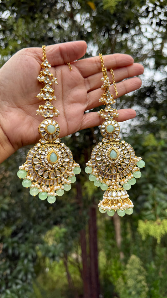 Kundan earrings with attached sahare in Australia