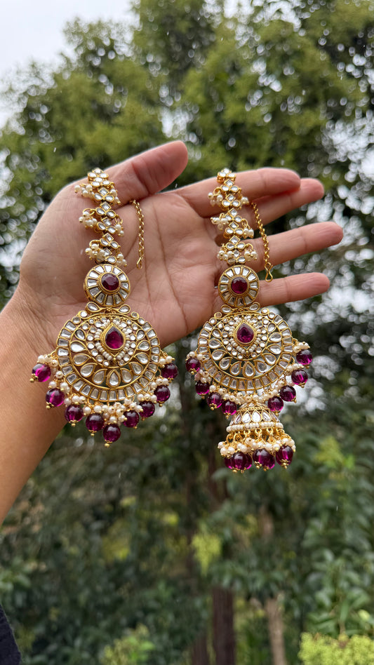 Kundan earrings with attached sahare in Australia