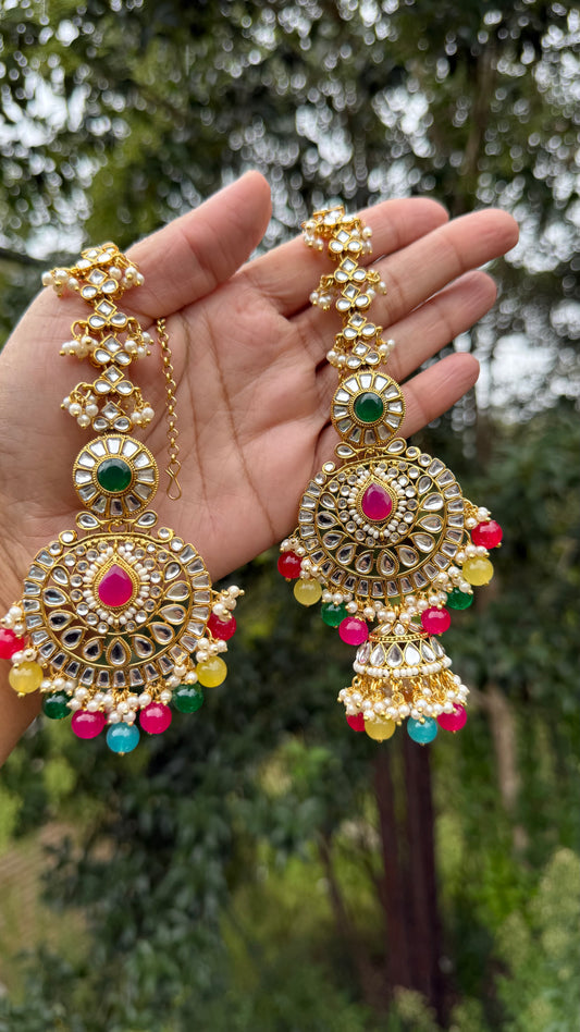 Kundan earrings with attached sahare in Australia