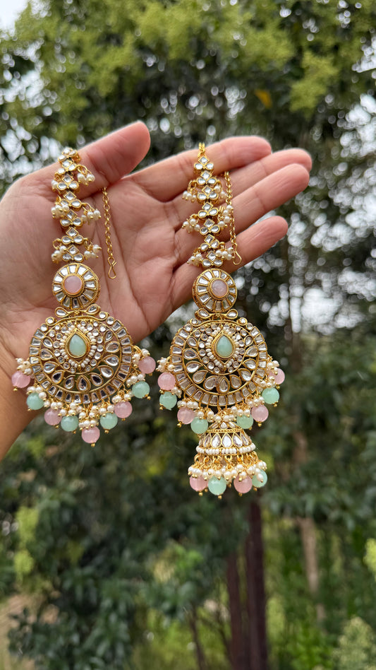 Kundan earrings with attached sahare in Australia