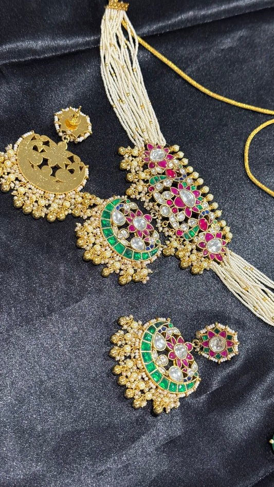 Pachi Kundan Choker Set – Bridal Indian Jewelry with Earrings