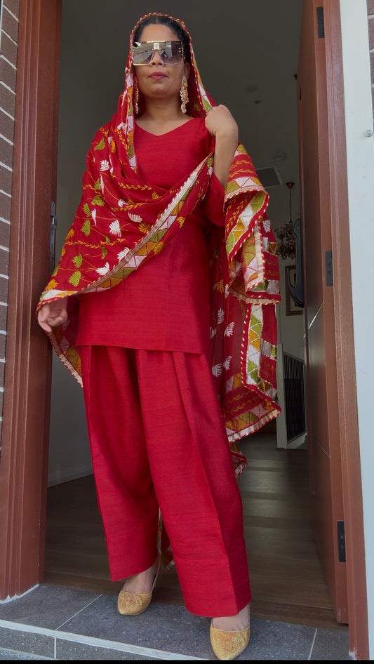 Pure Chinon Phulkari Dupatta – Punjabi Hand Embroidery – Australia