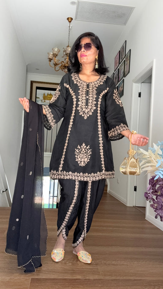 Elegant dhoti salwar suit for women with kurta and dupatta – modern Punjabi ethnic wear