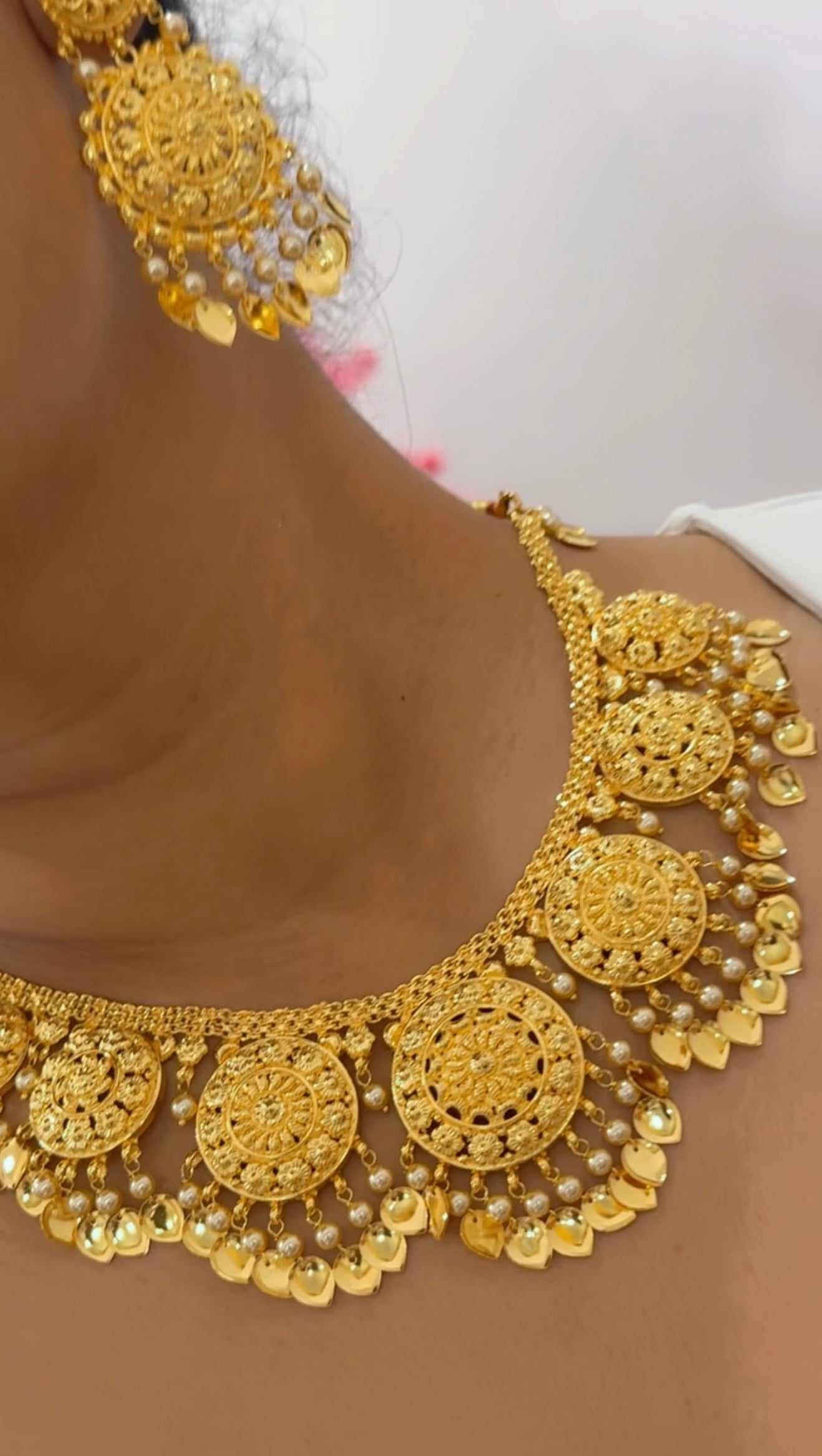gold plated necklace set for brides