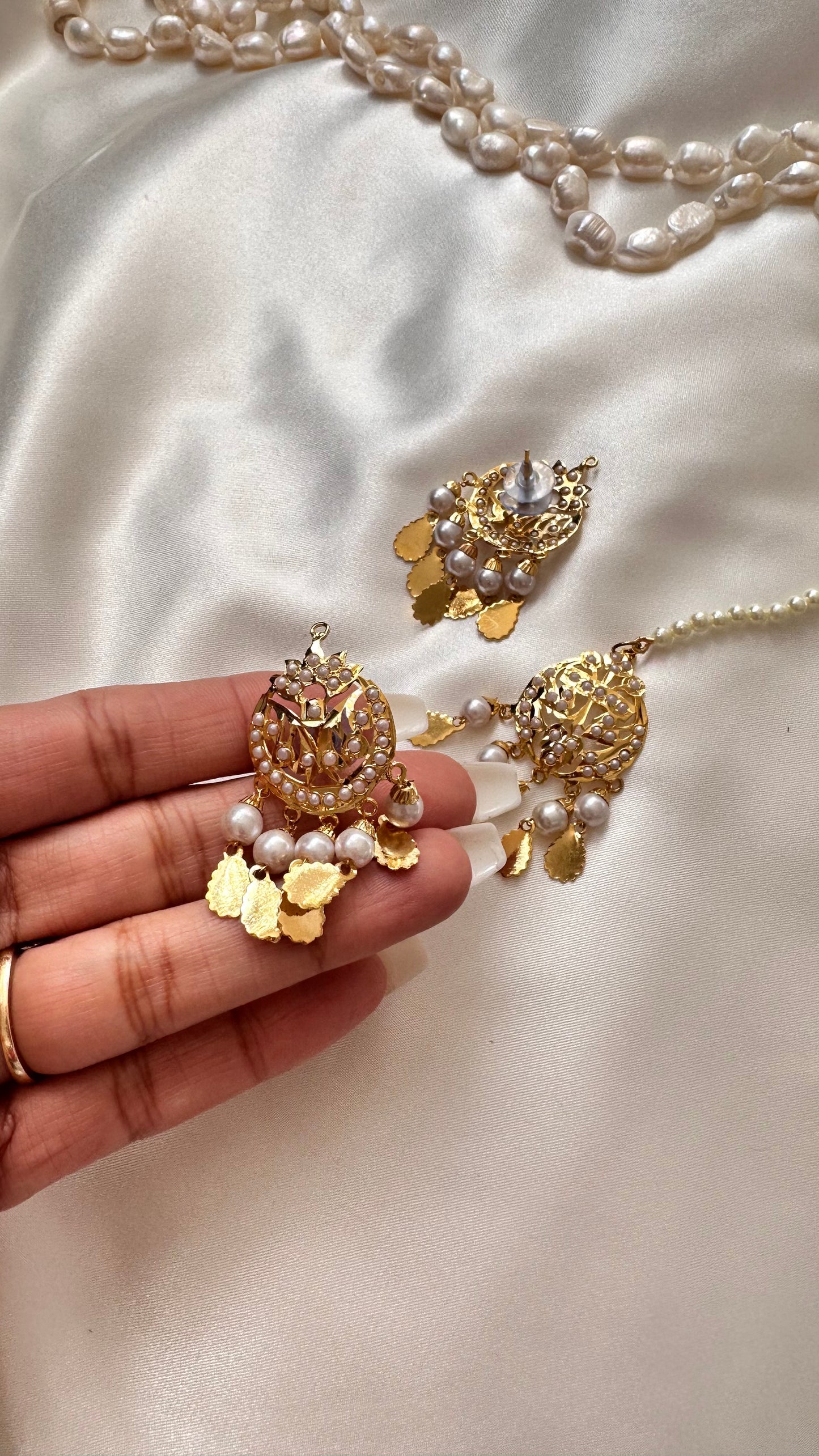 Real jadau earrings and tikka