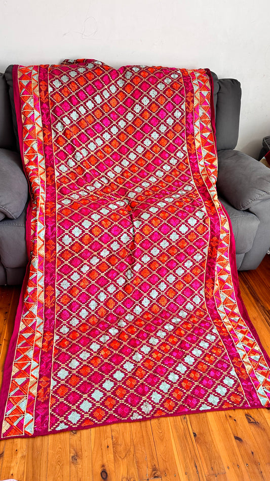 Baagh ( phulkari) khaddar shawl dupatta