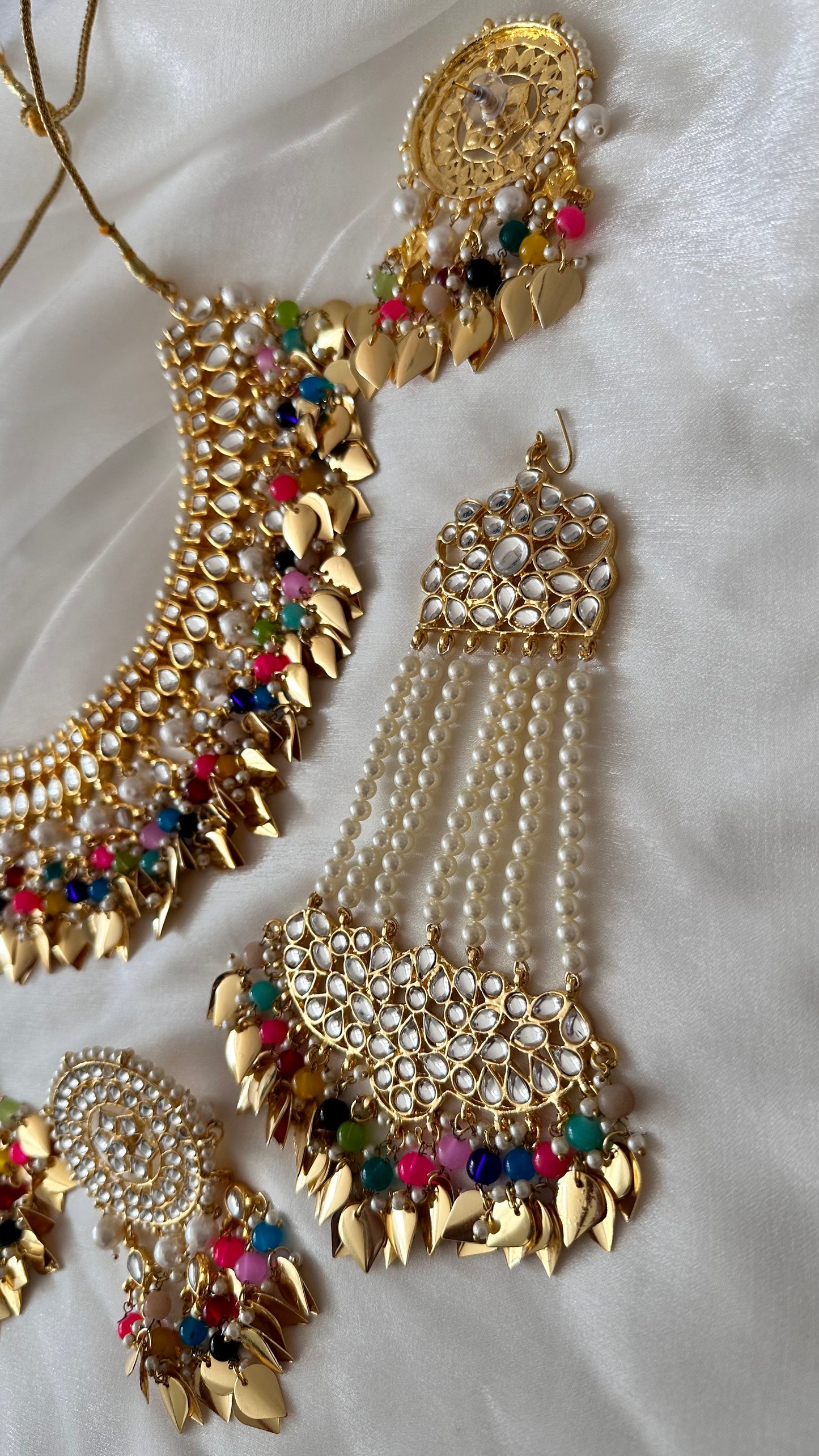 Multi Pippal patti punjabi traditional necklace set perfect for bride