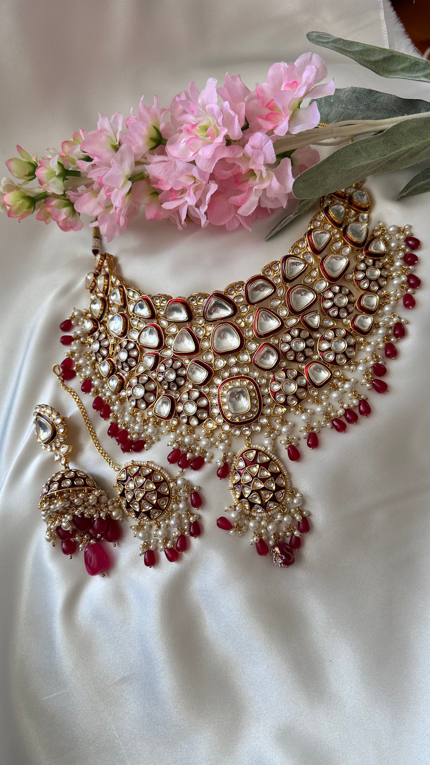 Asharfee bridal choker uncut polki ruby