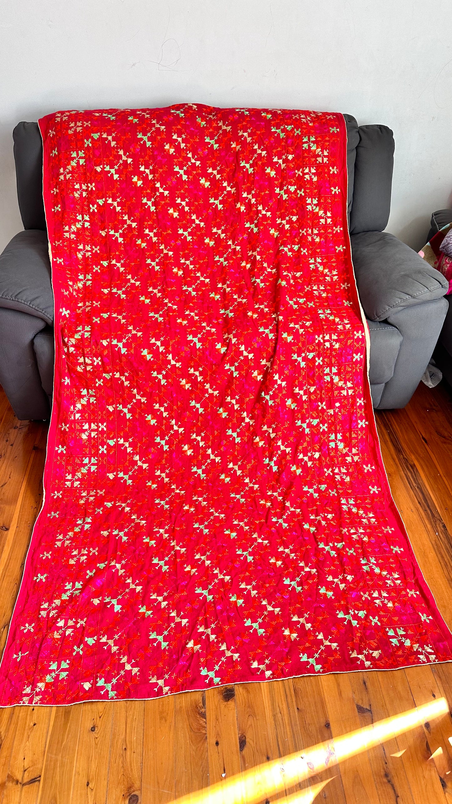 Baagh ( phulkari) khaddar shawl dupatta