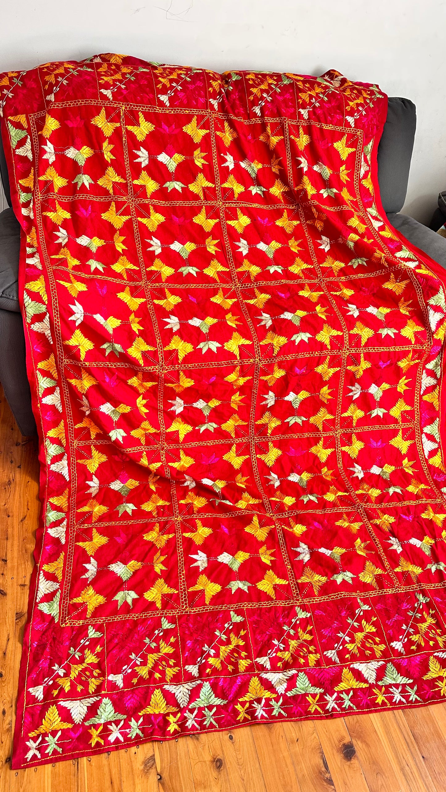 Hand work khaddar baagh phulkari shawl dupatta