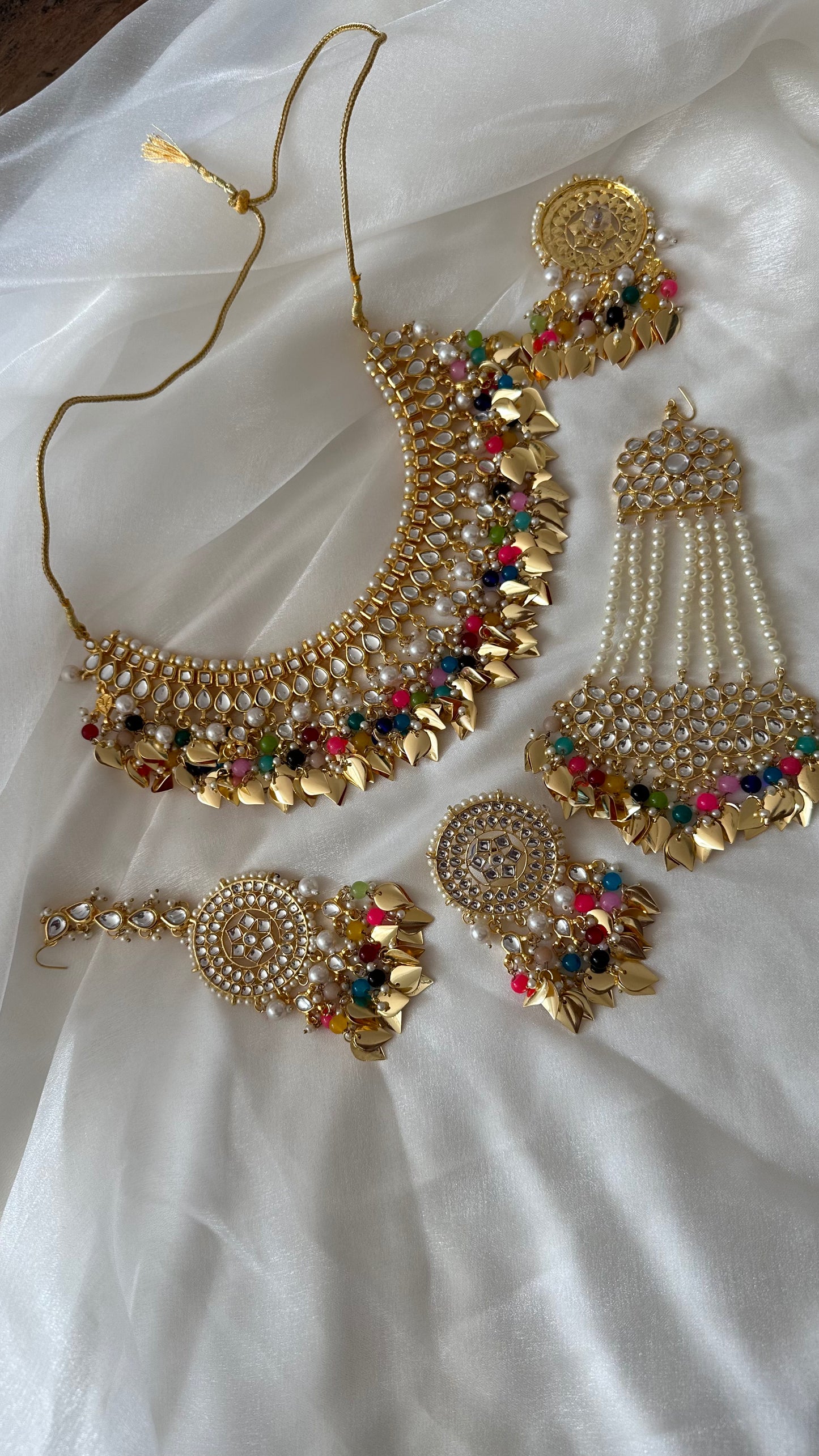 Multi Pippal patti punjabi traditional necklace set perfect for bride