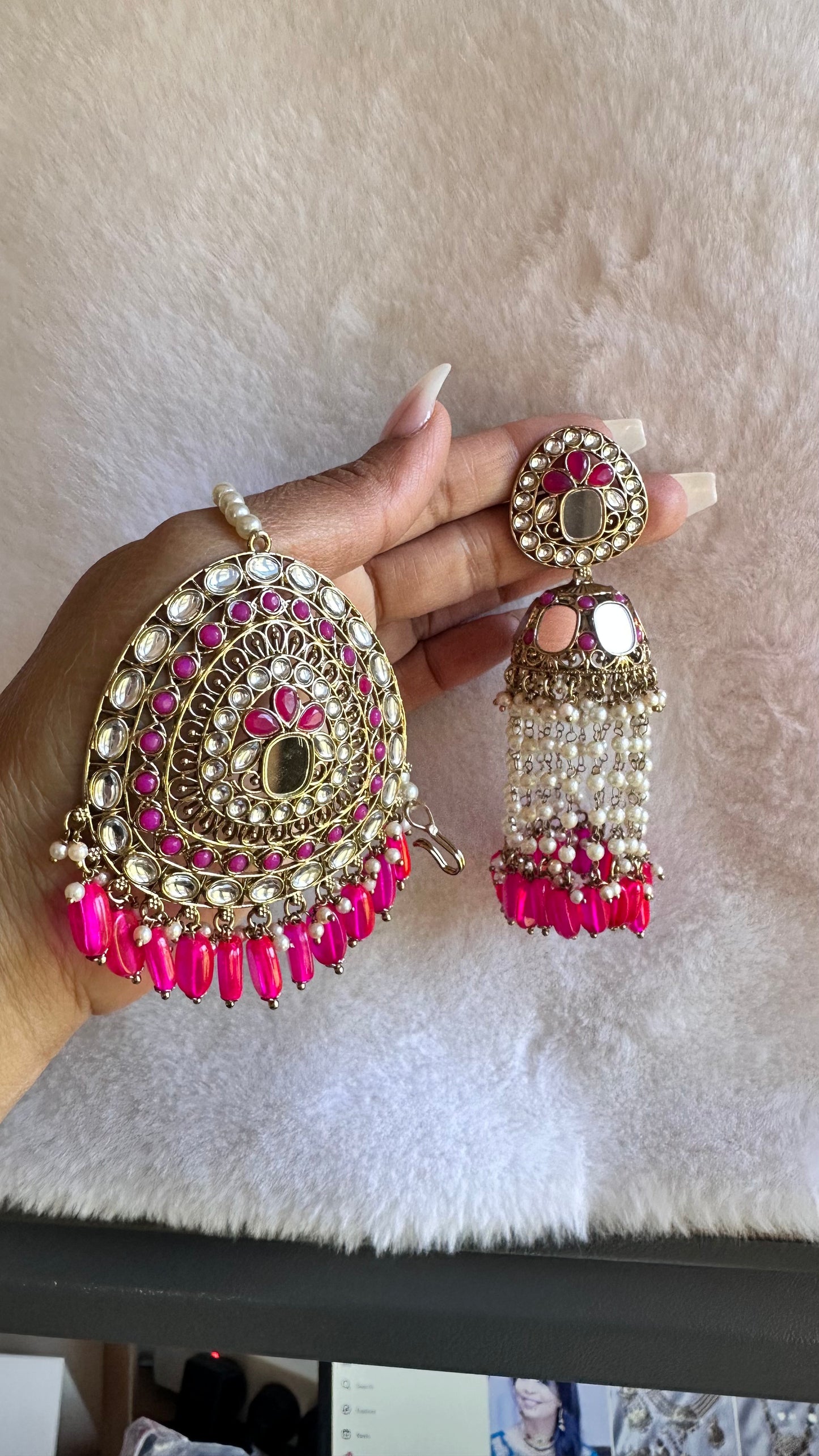 Mirror jhumka tikka oversized