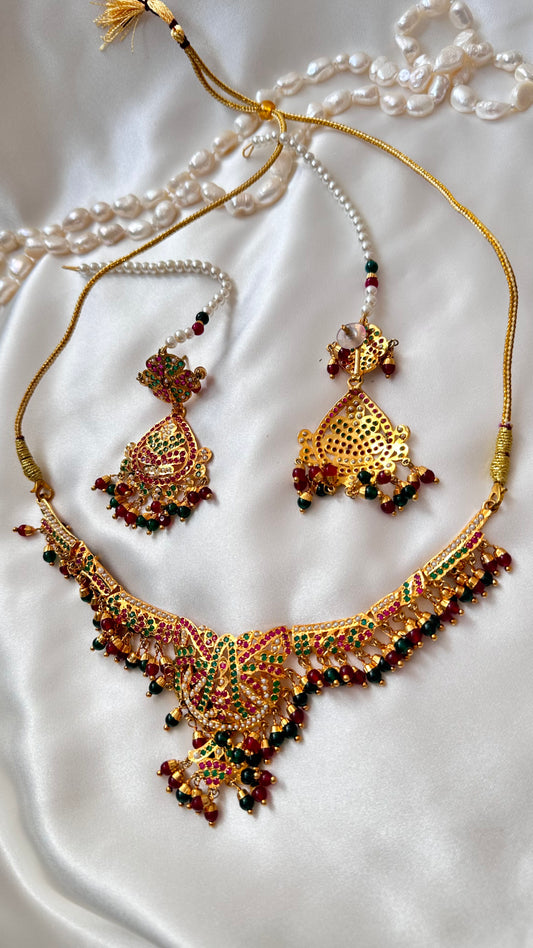 Real jadau necklace and earrings