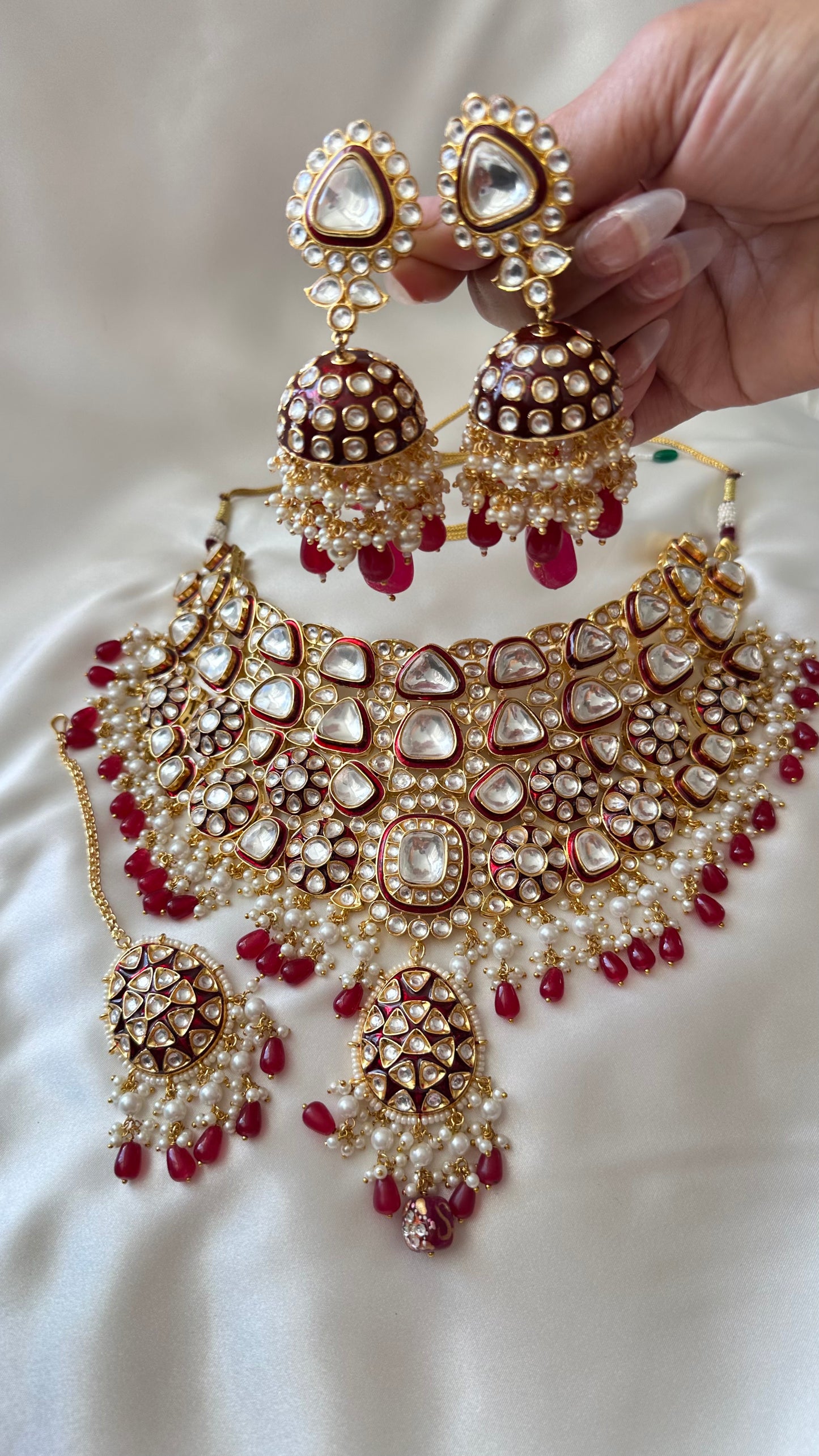 Asharfee bridal choker uncut polki ruby