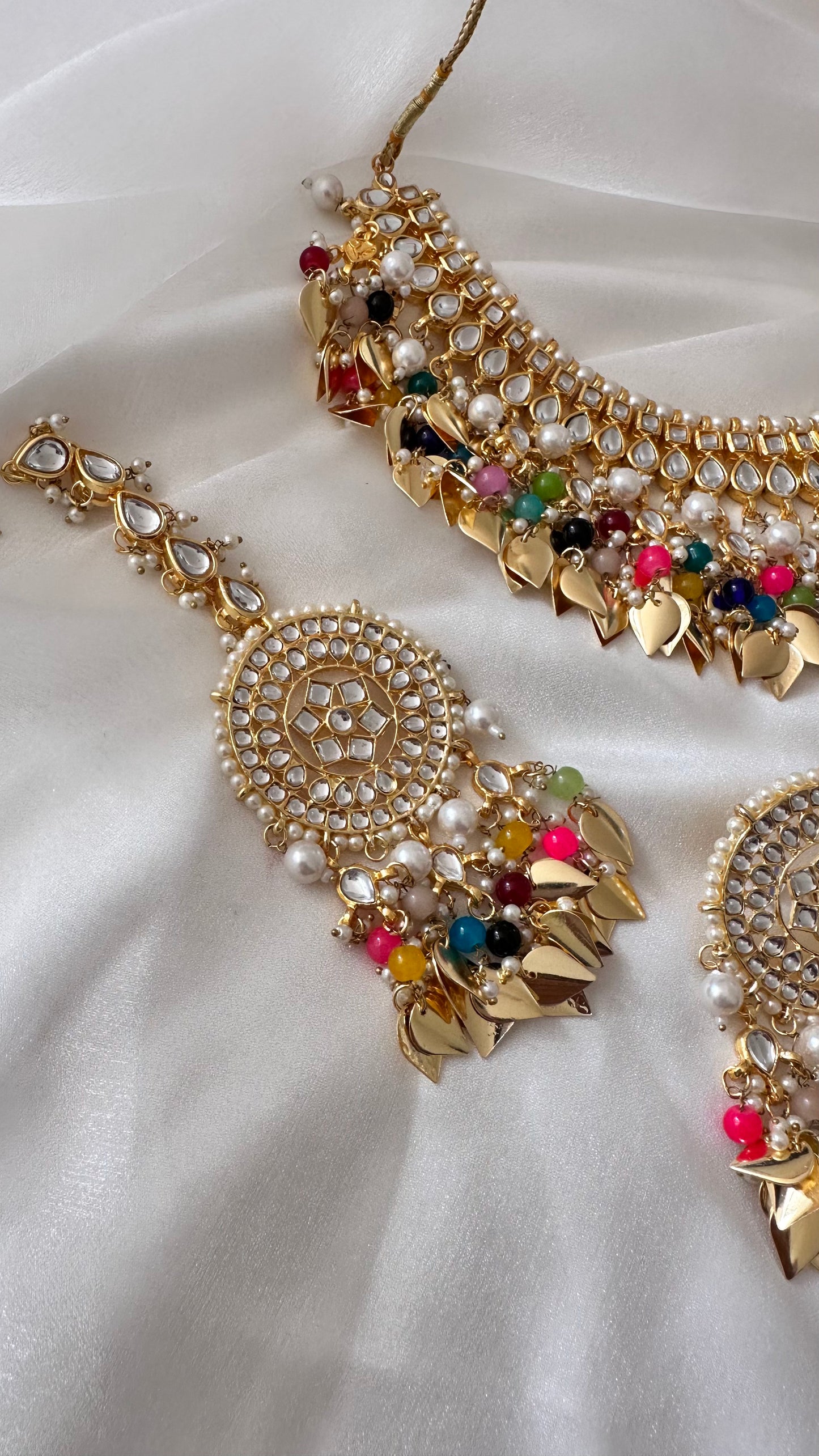 Multi Pippal patti punjabi traditional necklace set perfect for bride