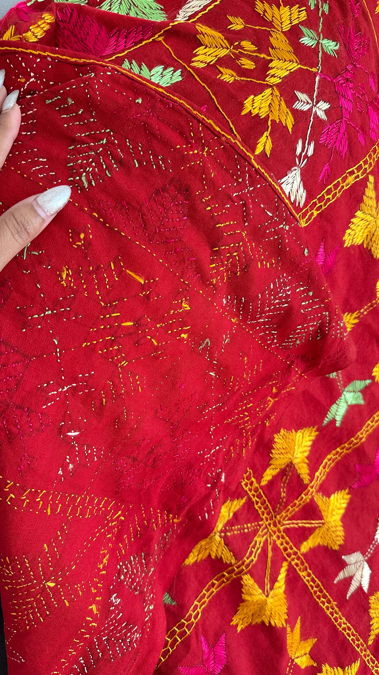 Hand work khaddar baagh phulkari shawl dupatta