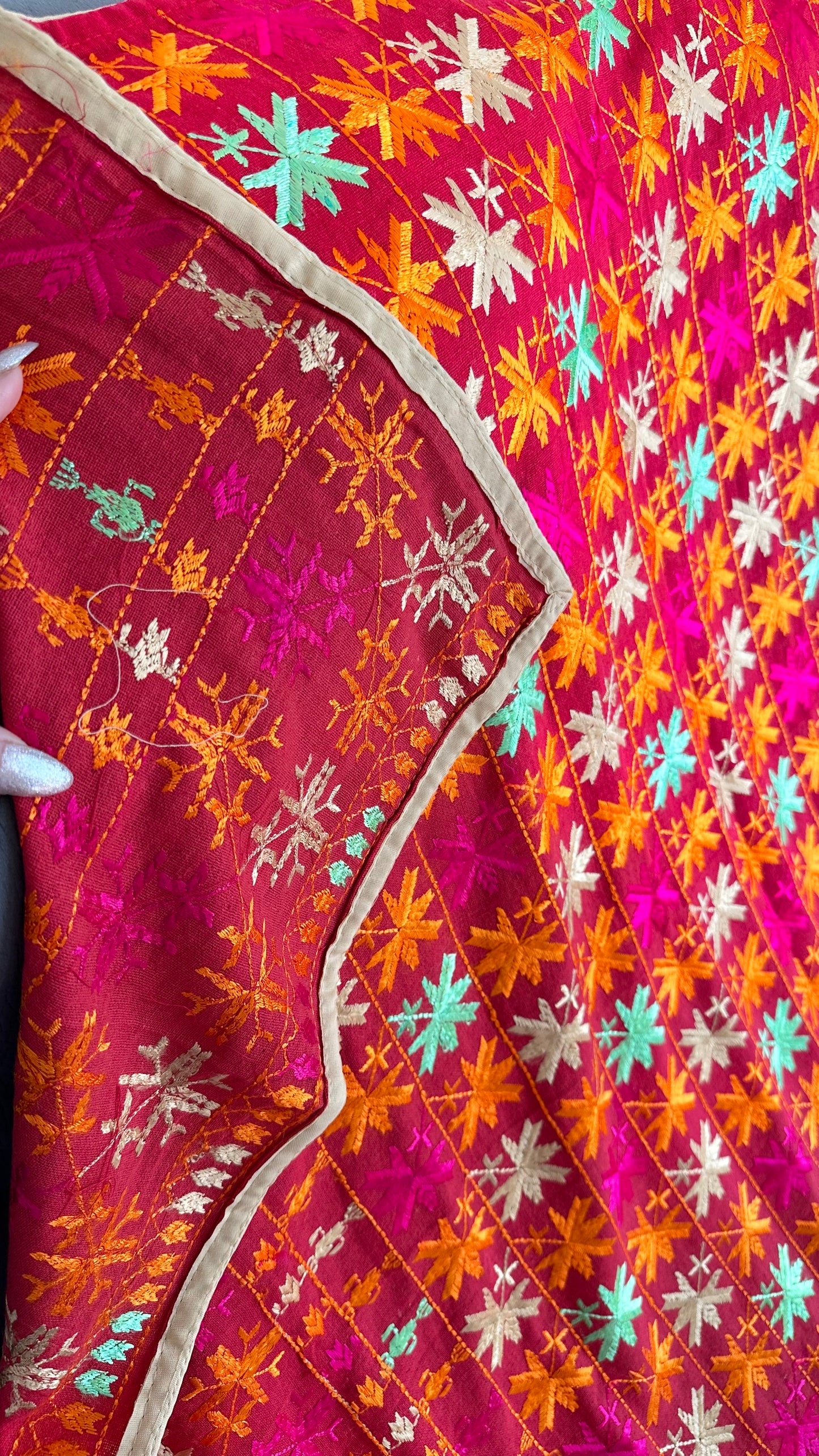 Baagh ( phulkari) khaddar shawl dupatta