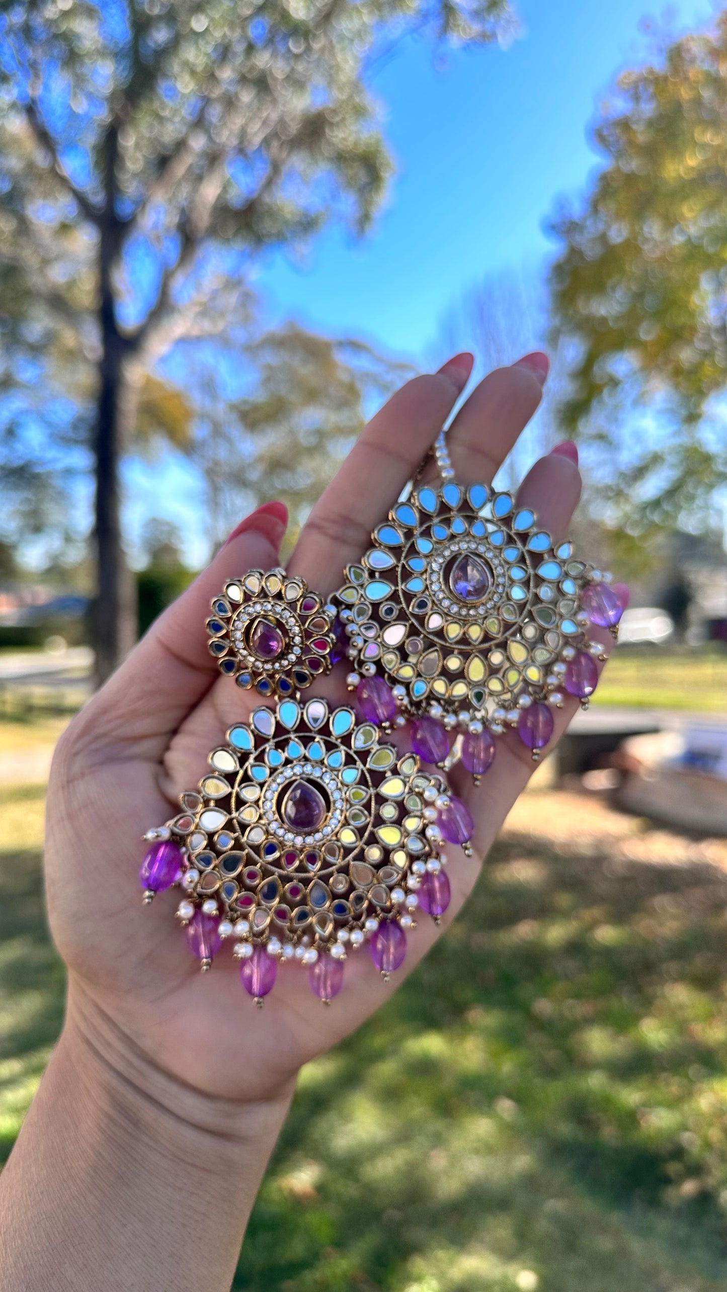 Hania Mirror tikka set with earrings